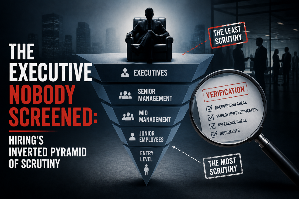 The Executive Nobody Screened: Hiring’s Inverted Pyramid of Scrutiny